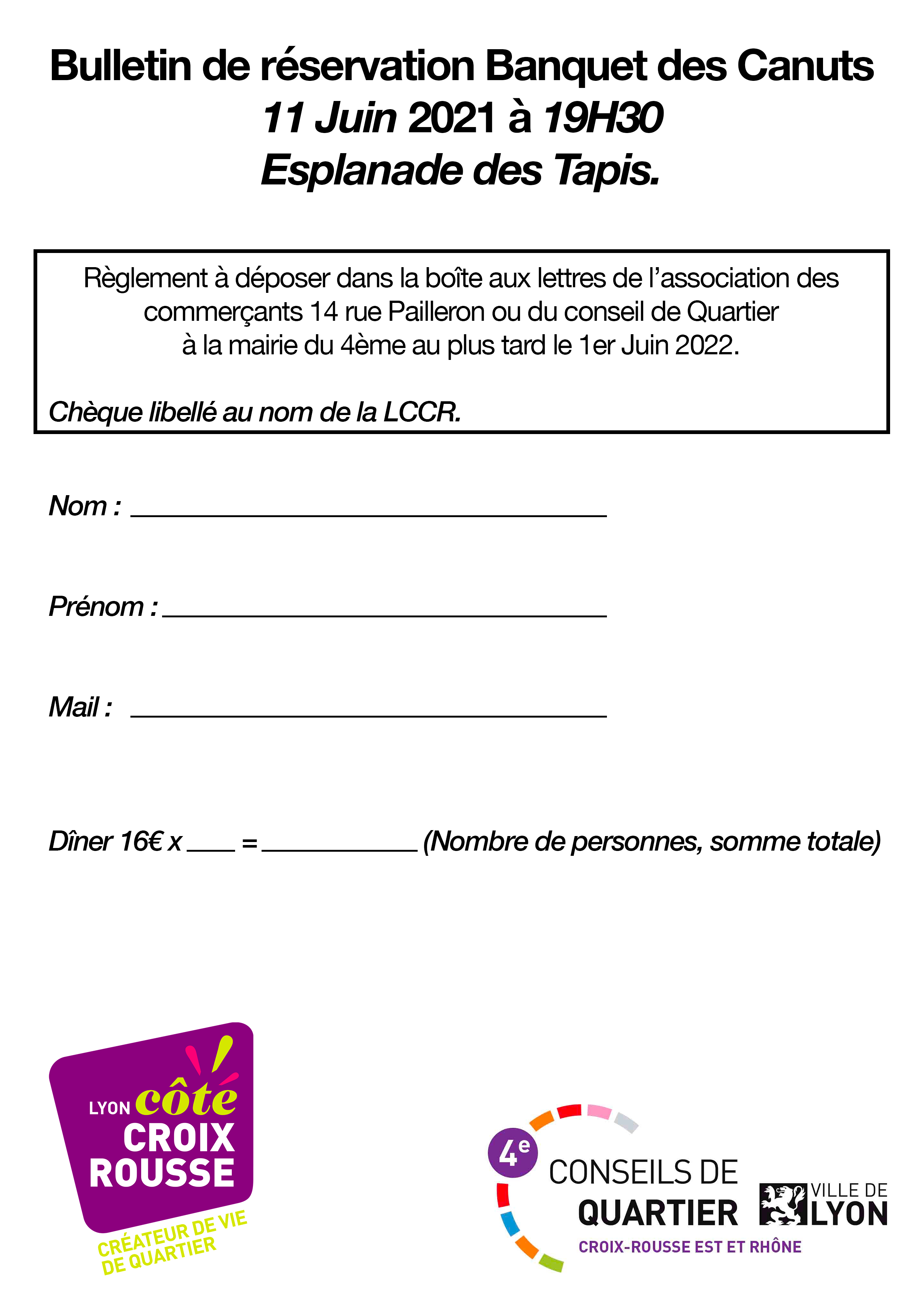 Bulletin de réservation